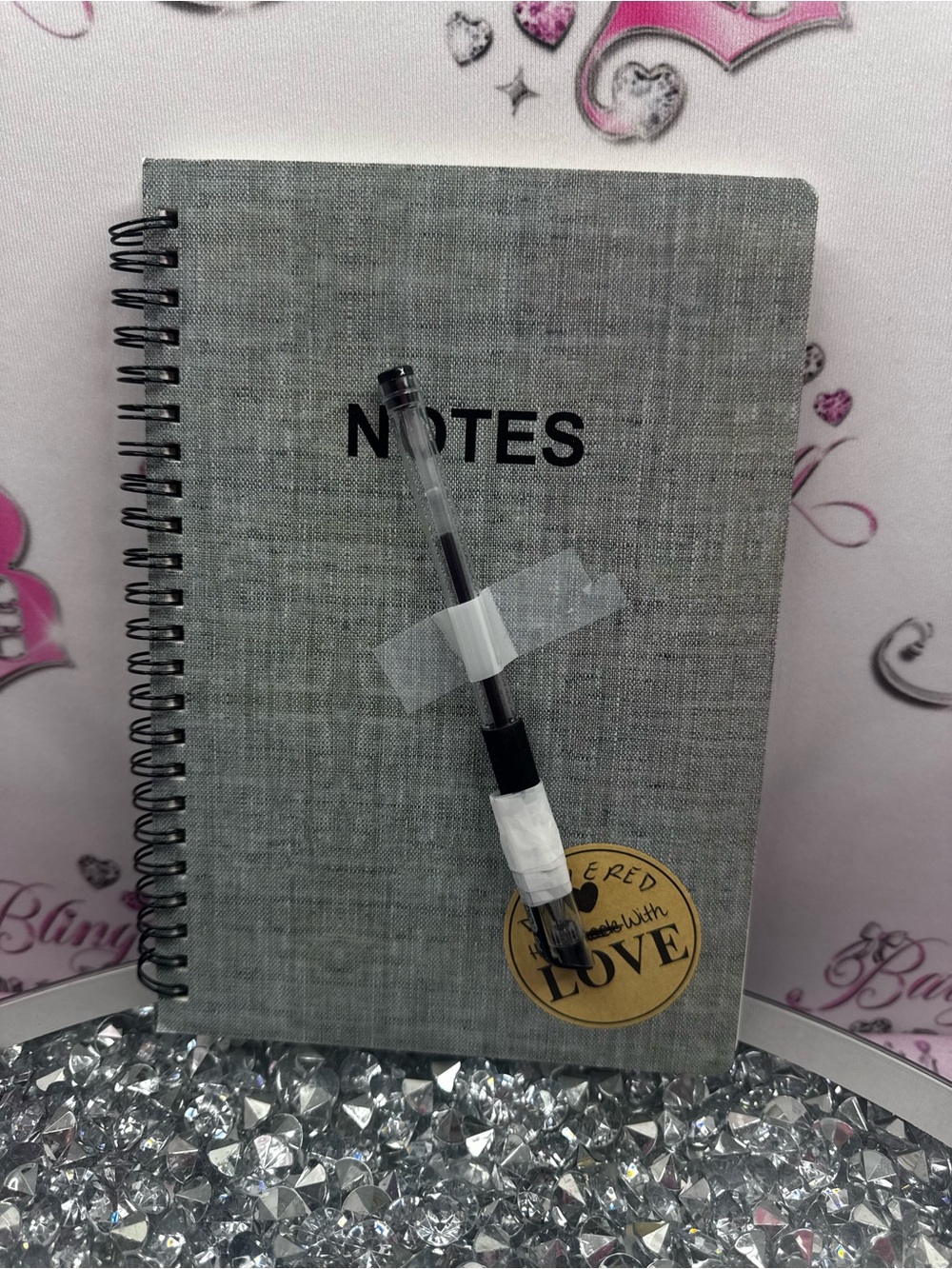 Gray Spiral Notes Notebook with Pen - Home Party Supplies
